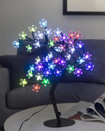Cherry Blossom Tree Light 17" – 40 LED Artificial Flower Bonsai Lamp | USB & Battery Powered Tabletop Décor Gift