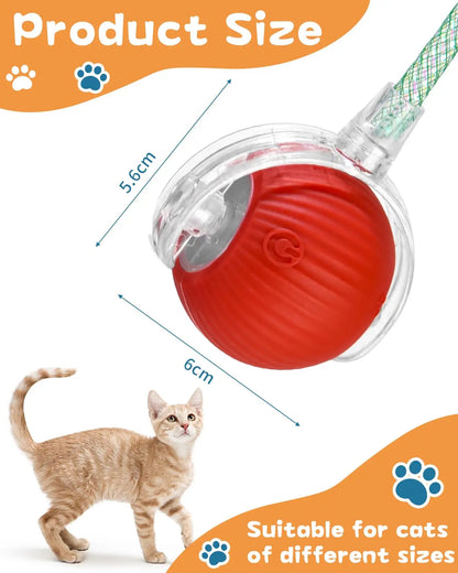 Cat Interactive Smart Ball Toy with Tail – Automatic Rolling, Rechargeable Mouse Toy for Indoor Cats & Kittens