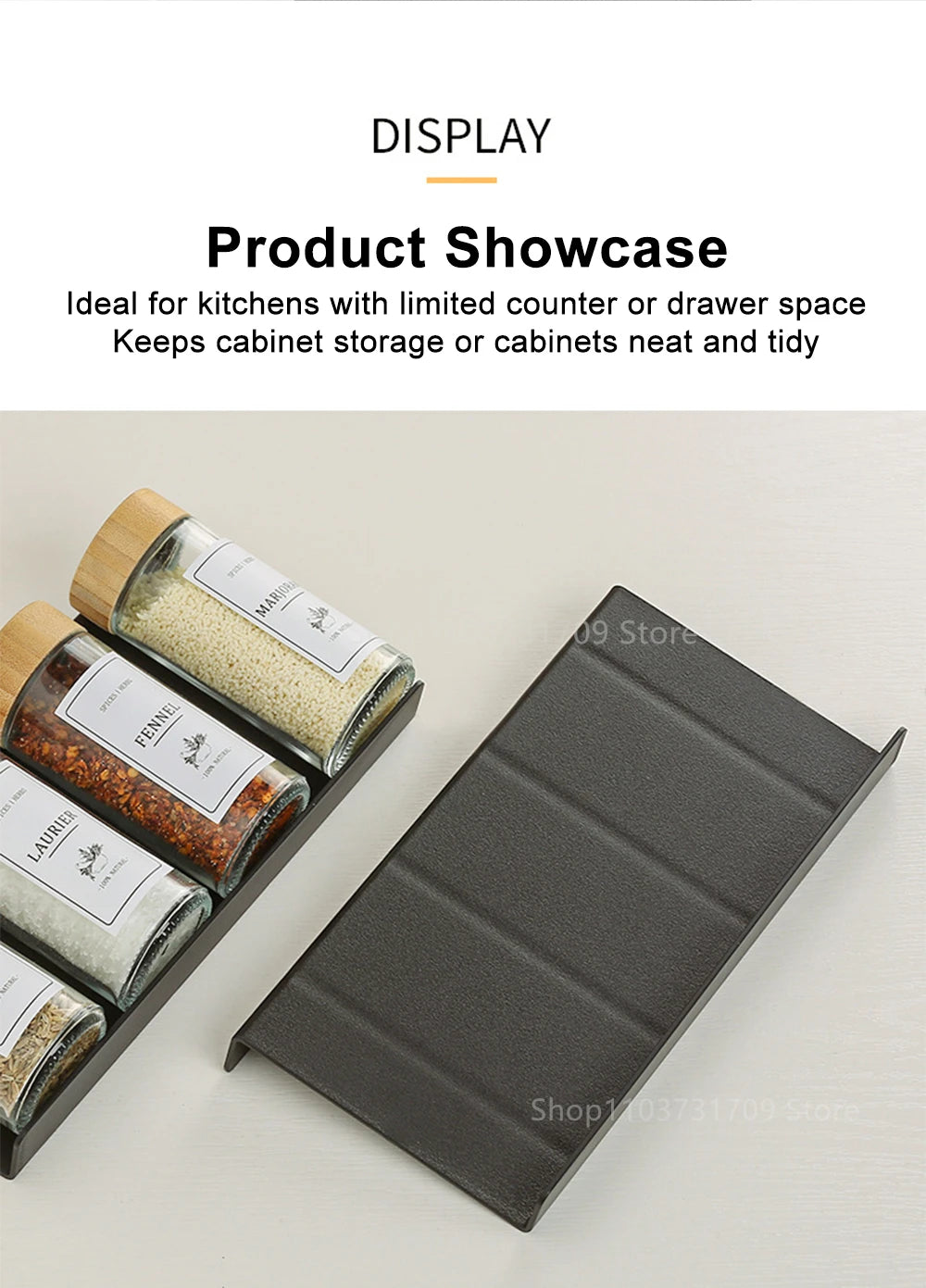 4-Layer Kitchen Spice Drawer Organizer – Adjustable Rack