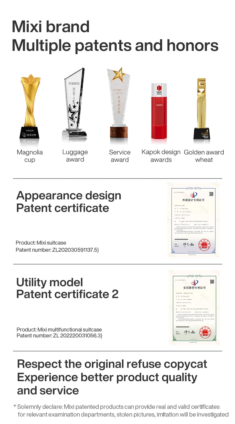 Mixi Carry-On Luggage M9290 – Hard Shell Spinner Suitcase with Built-In Cup & Phone Holder