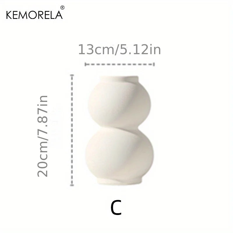 Nordic Ceramic Donut Vase – Circular Hollow Flower Pot for Home & Office Decor