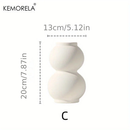 Nordic Ceramic Donut Vase – Circular Hollow Flower Pot for Home & Office Decor