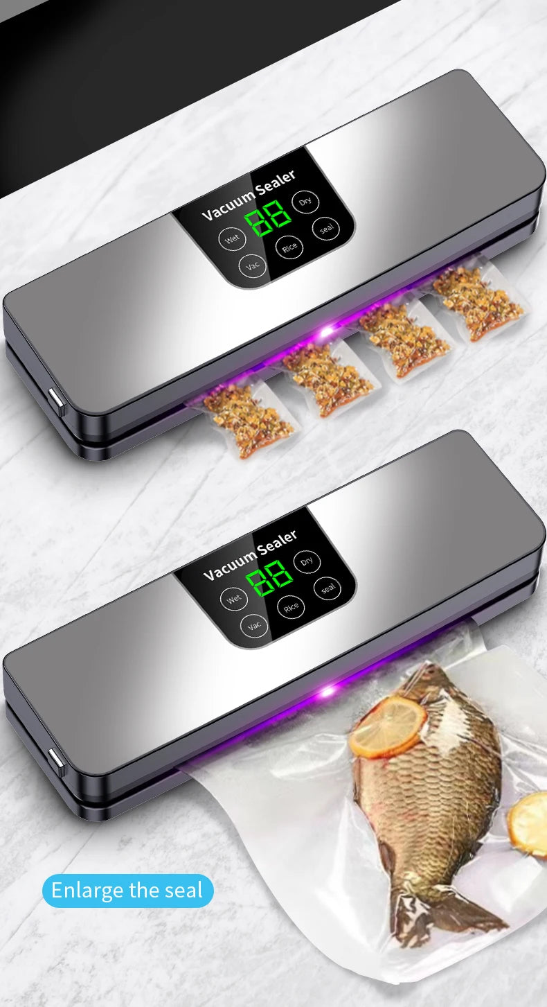 Electric Vacuum Sealer Machine – Dry & Wet Food Packaging, Digital Display