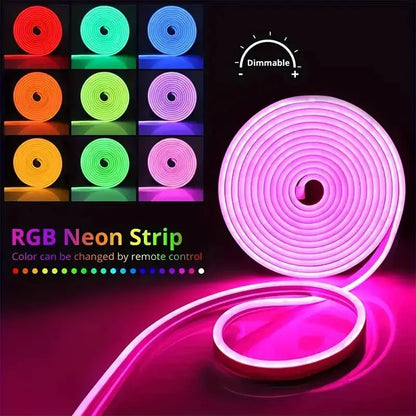 5V LED Neon Strip Lights – USB Powered, Music Sync, Waterproof Indoor Outdoor Flexible Lighting