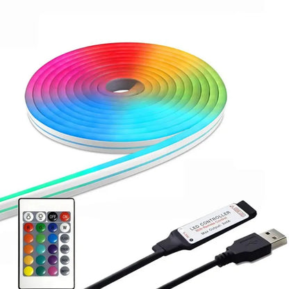 5V LED Neon Strip Lights – USB Powered, Music Sync, Waterproof Indoor Outdoor Flexible Lighting