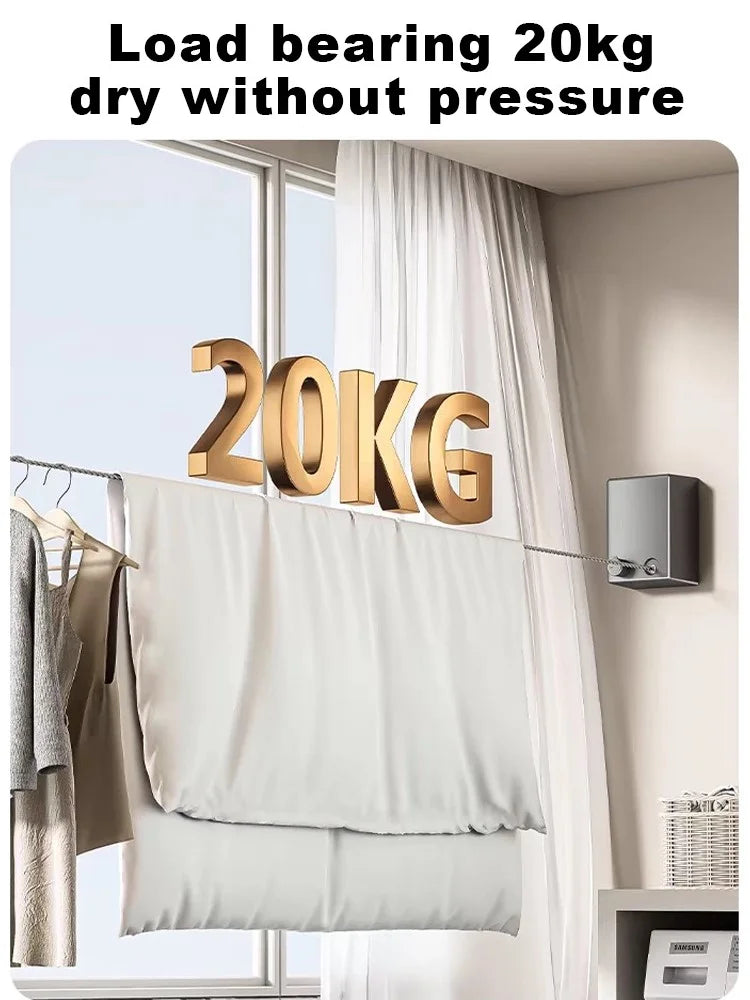 No Hole-Free Shrinkage Clothesline Invisible Bathroom Hotel Clothes Rack Wire Rope Living Room Balcony Portable Clothes Drying - SKYNIX