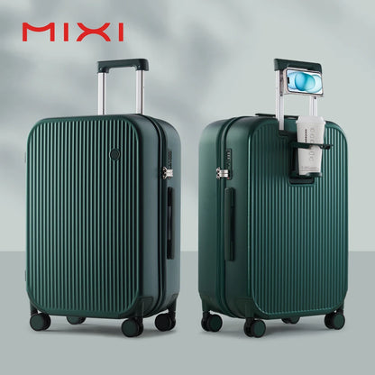 Mixi Carry-On Luggage M9290 – Hard Shell Spinner Suitcase with Built-In Cup & Phone Holder