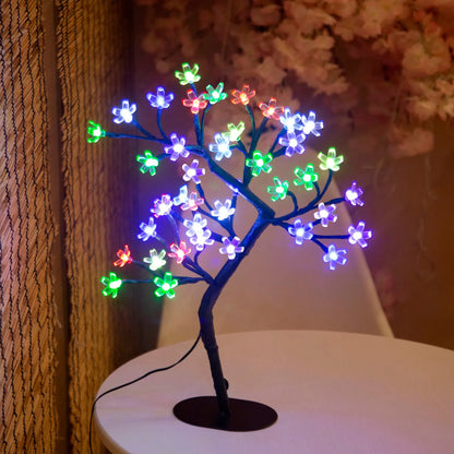Cherry Blossom Tree Light 17" – 40 LED Artificial Flower Bonsai Lamp | USB & Battery Powered Tabletop Décor Gift