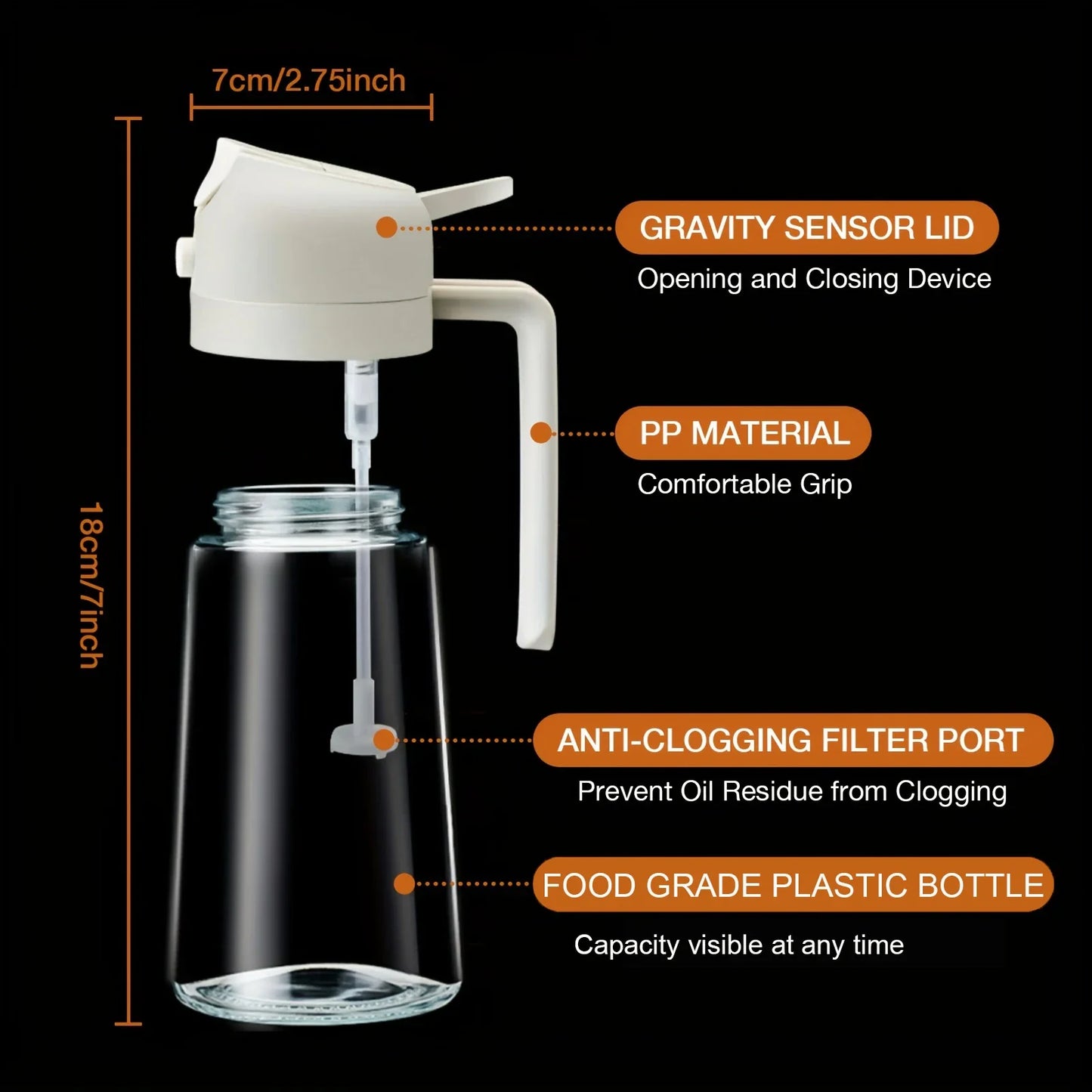 2-in-1 500ml Plastic Spray Oil Dispenser