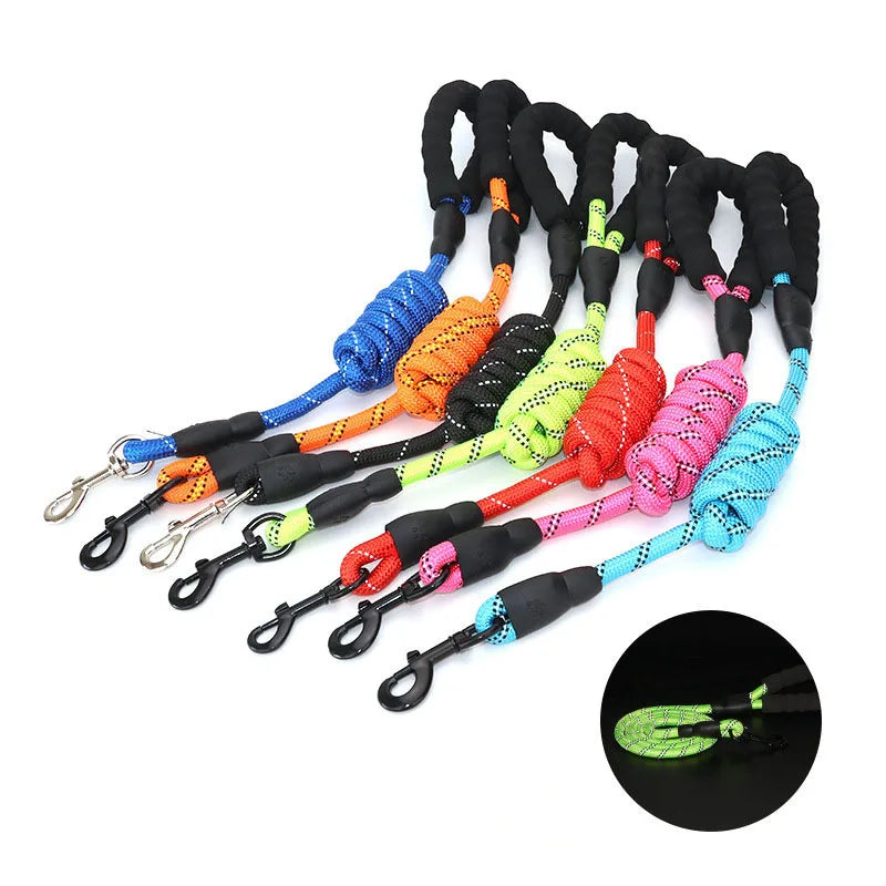 Reflective Dog Leash with Comfortable Padded Handle – Double Heavy-Duty Traction Rope for Strong Dogs