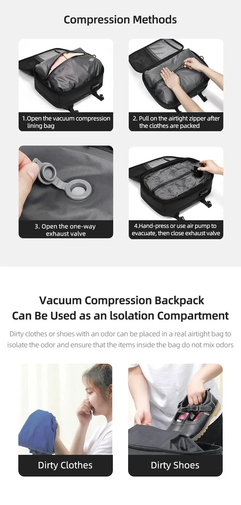 Travel Laptop Backpack 16" – USB Charging, Vacuum Compression, Business Use SKYNIX