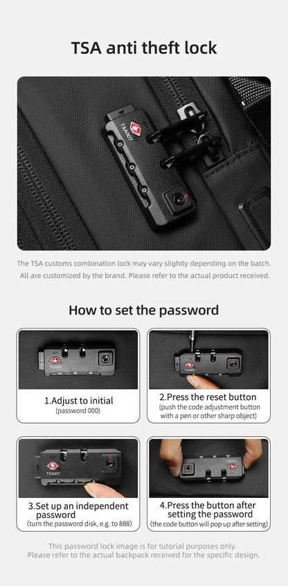 Travel Laptop Backpack 16" – USB Charging, Vacuum Compression, Business Use SKYNIX