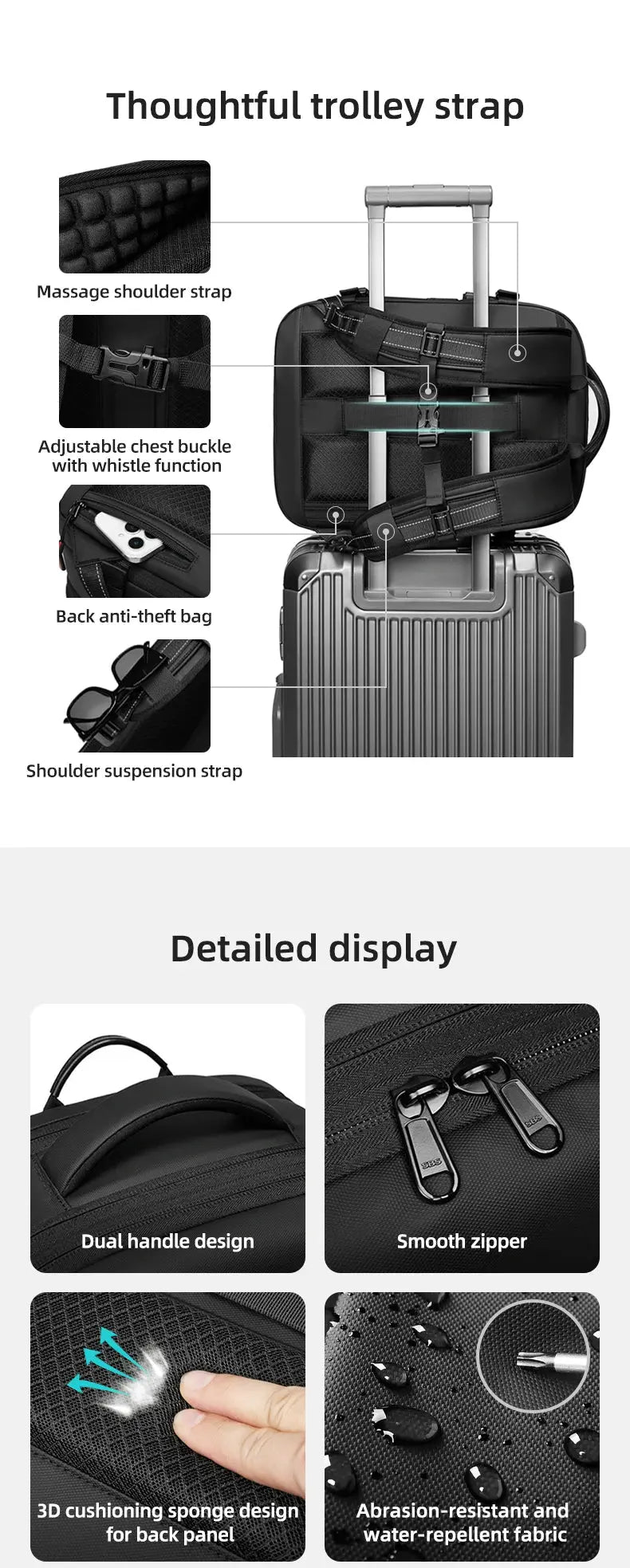 Travel Laptop Backpack 16" – USB Charging, Vacuum Compression, Business Use SKYNIX