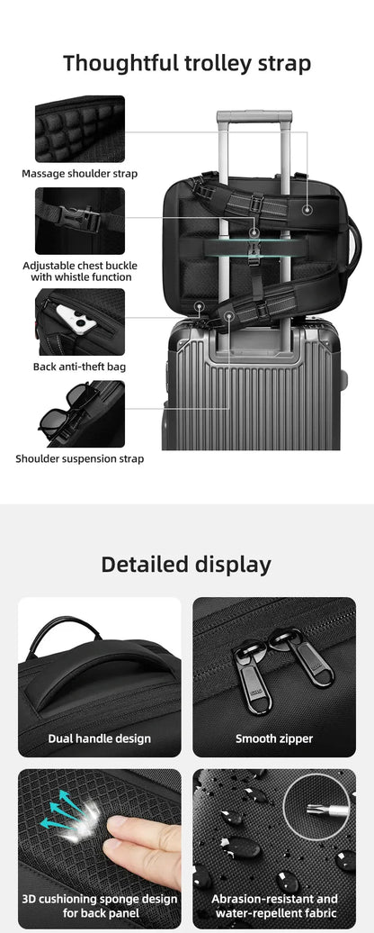 Travel Laptop Backpack 16" – USB Charging, Vacuum Compression, Business Use SKYNIX