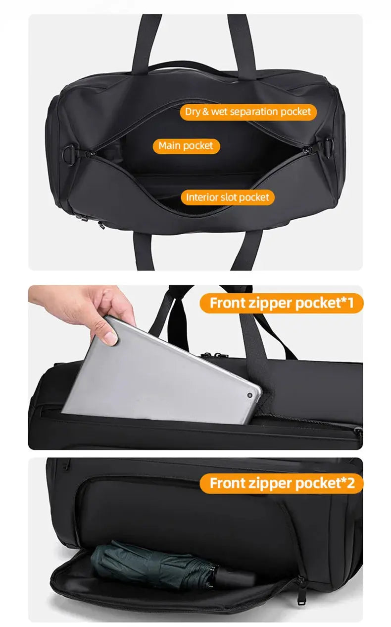 Waterproof Duffel Bag with Shoe Compartment – Outdoor, Gym, Swimming, Fitness & Yoga Satchel SKYNIX