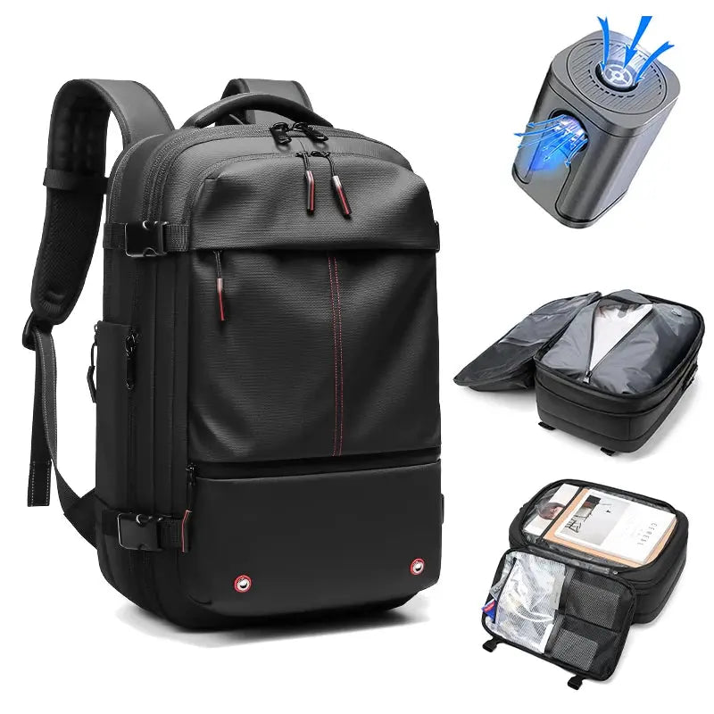 men's travel laptop backpack– 17" Business Bag with Compression, Expandable & Water-Resistant Design SKYNIX