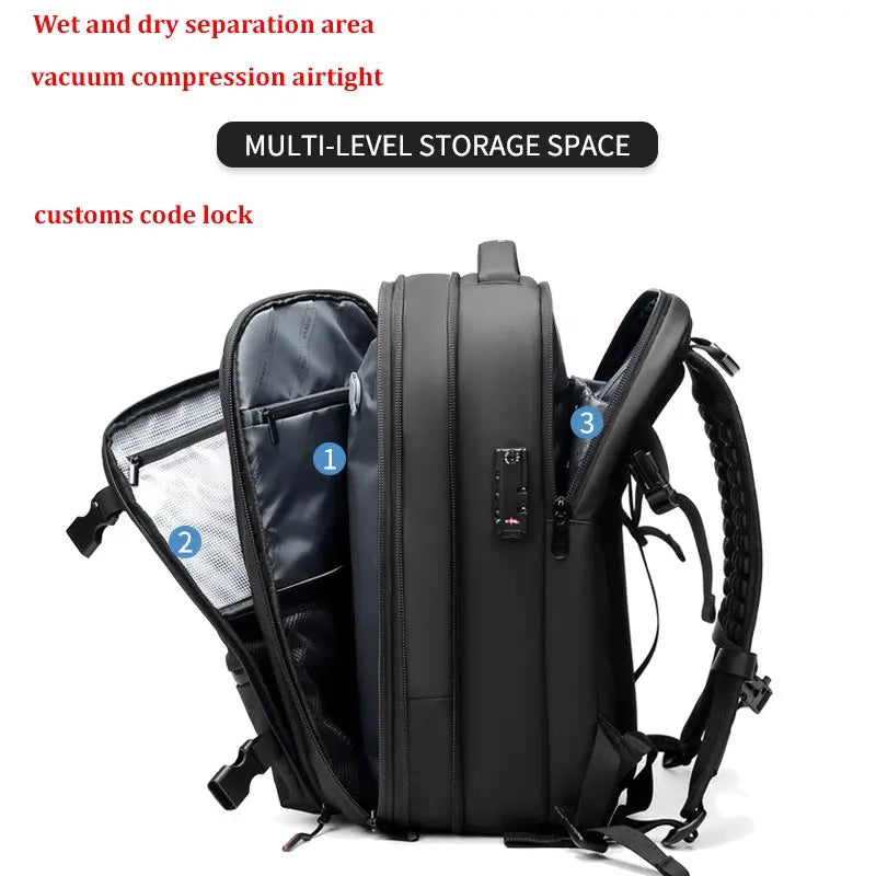 men's travel laptop backpack– 17" Business Bag with Compression, Expandable & Water-Resistant Design SKYNIX